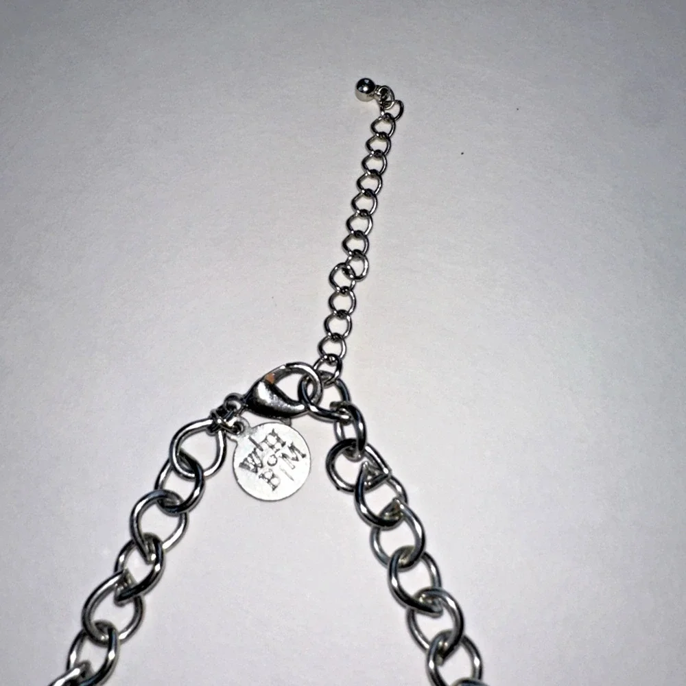 White House Black Market Necklace Women OS Silver Gold Excellent Square Crystal